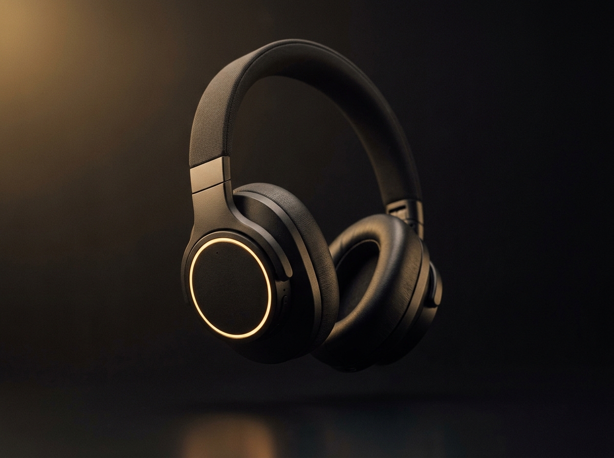 BYDAL Silent Pro5X headset med opplyst LED-ring i produktbelysning